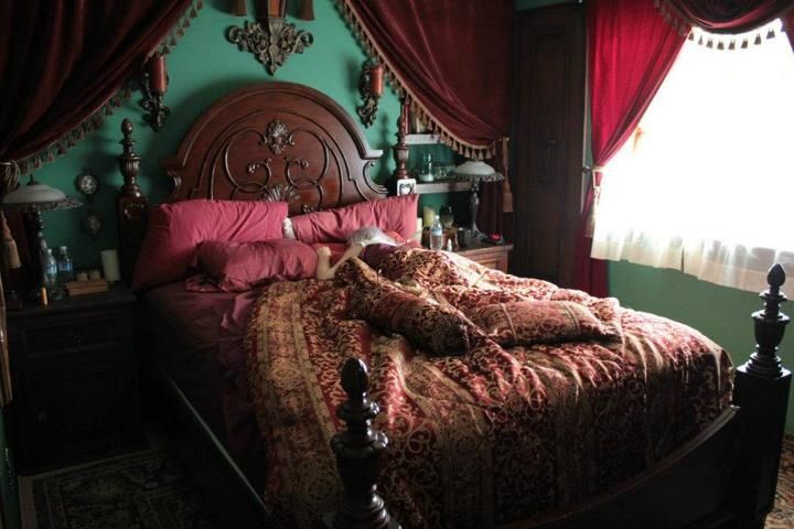 Red Bedroom with Steampunk Design Style