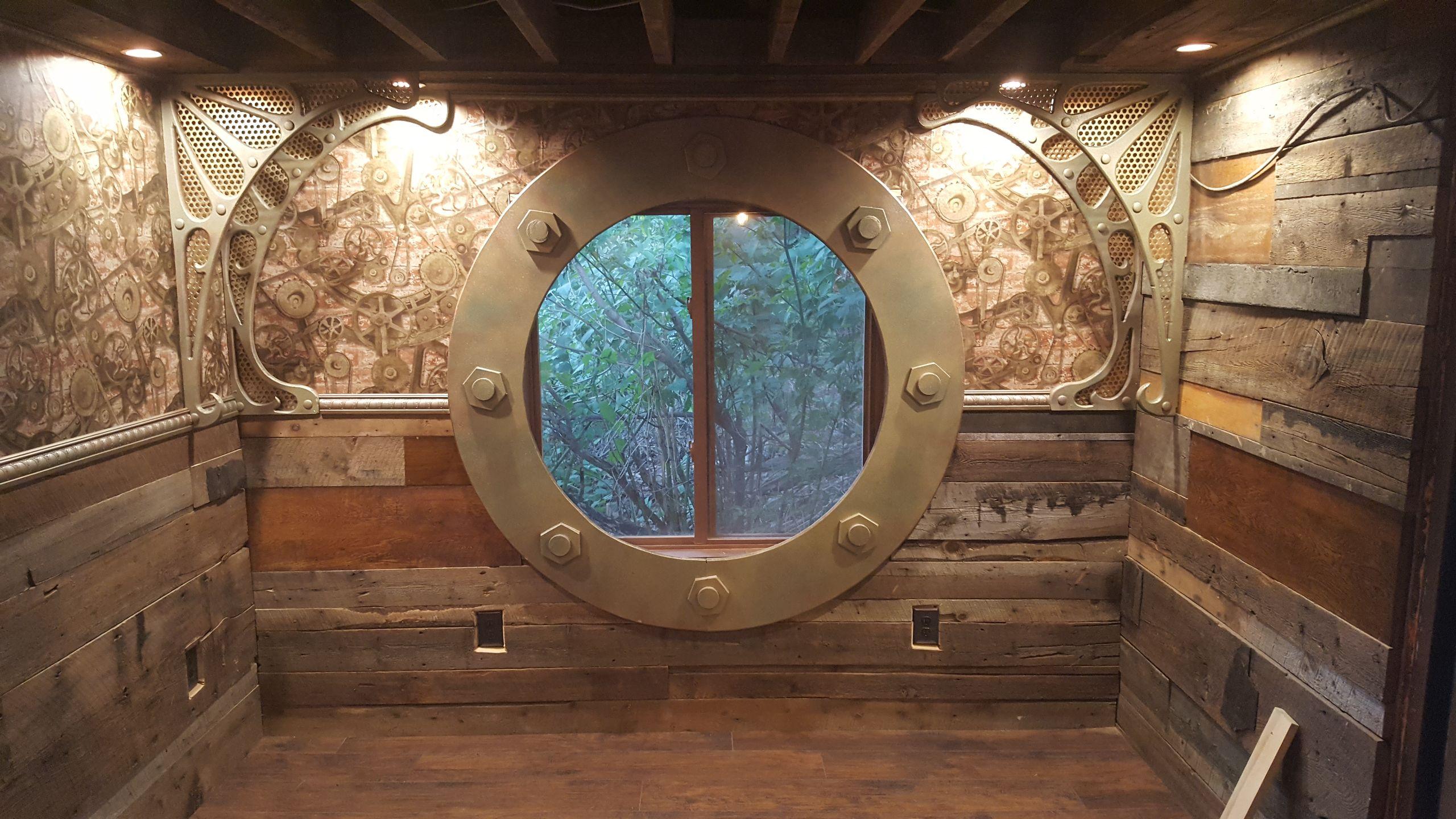 A Big Round Window with Steampunk Style