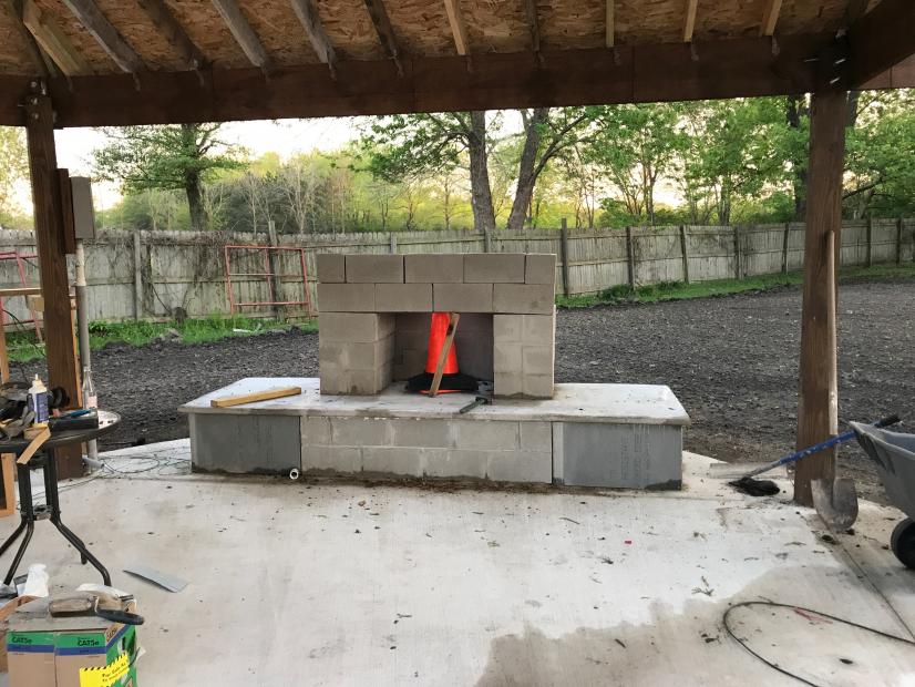 Cinder Block Fire Pit with Chimney