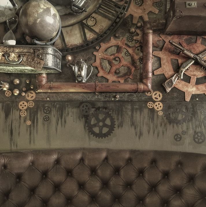 Steampunk Rusted Gear Decoration in Bedroom