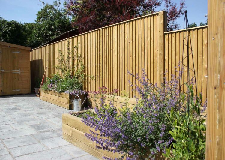 Tall Wood Privacy Fence with Flat Top