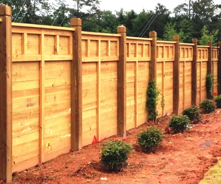 Wood Fence with Shrubs